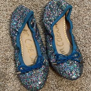 Sam Edelman blue glitter ballet flats